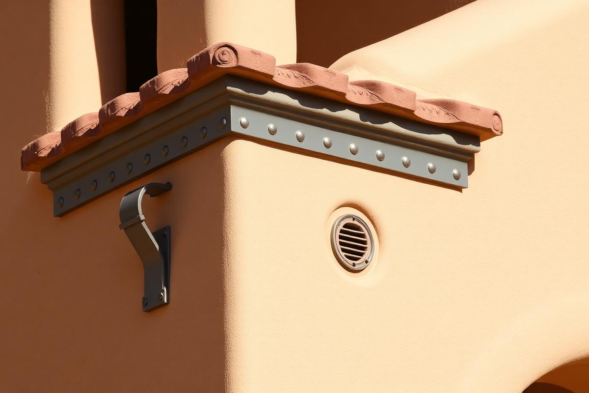 Canale and scupper drainage detail on a Southwest building